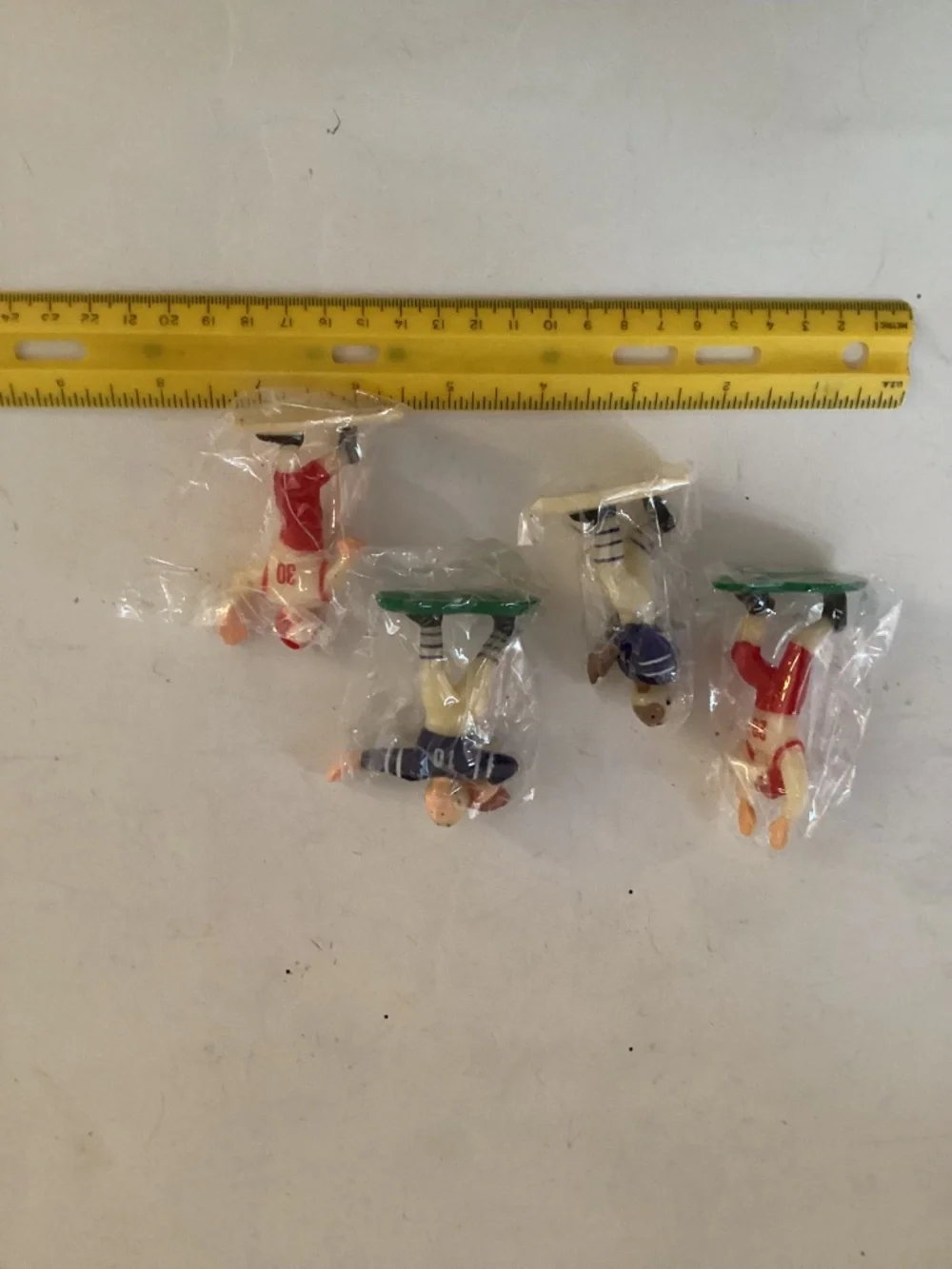 Vintage highly detailed cake topper football figures, set of 4